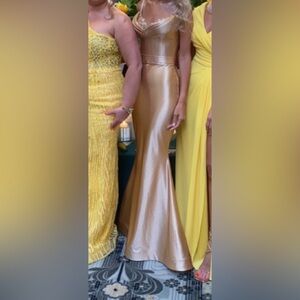 Chic Gold Satin Evening Dress